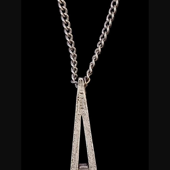 Vintage Avon Park East Collection Silver Tone Green Glass Stone Necklace 22" - Picture 4 of 7